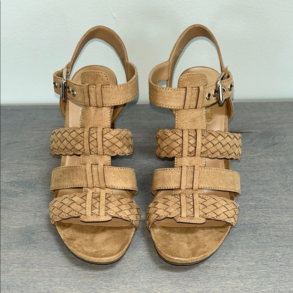 Franco Sarto: Stacked, Faux Suede Heels: 6.5